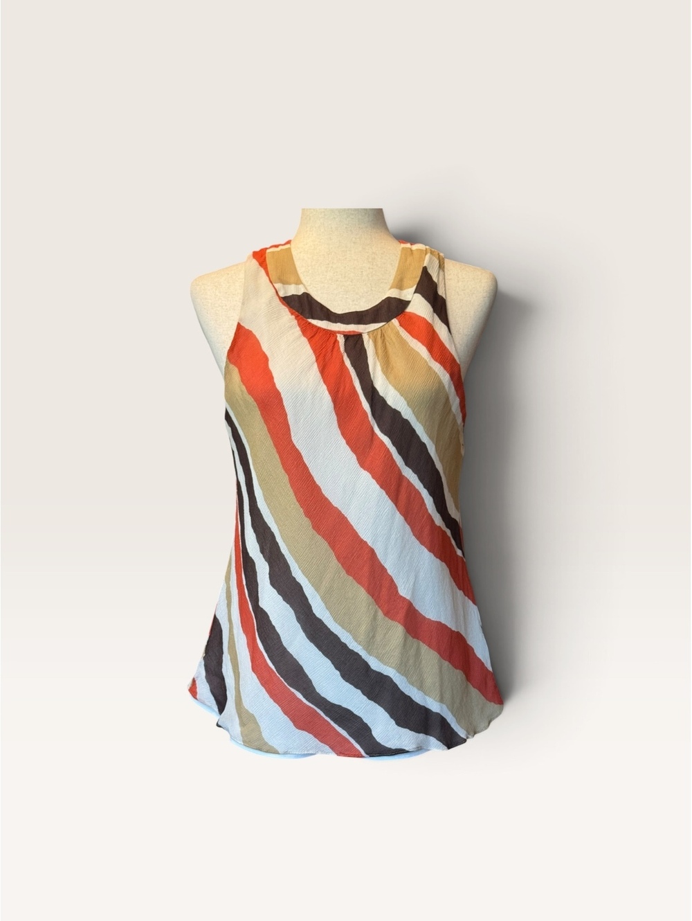 Anne Klein Women's Silk Sleeveless Striped Blouse Size 14